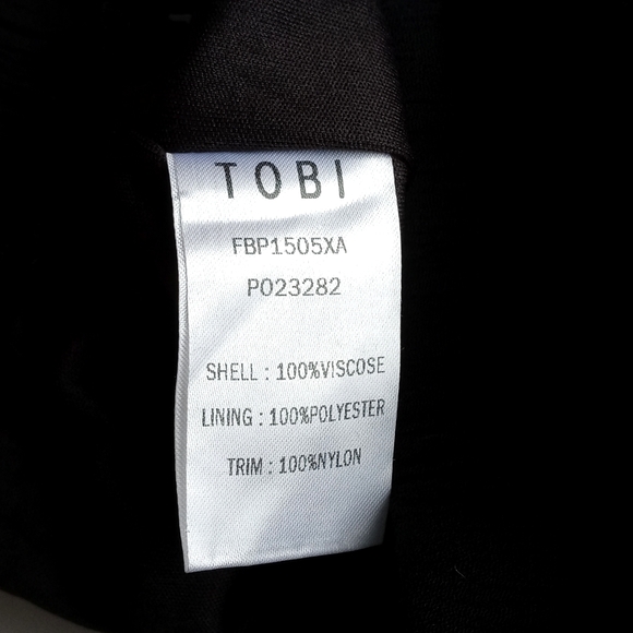 Rare Tobi Women's Black Crepe & Lace Nylon/ Viscose Blend Wide Leg Pants XS TP - Picture 4 of 6